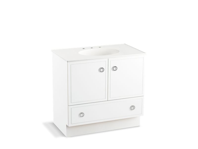 KOHLER K-99506-TK-1WA Jacquard 36" bathroom vanity cabinet with toe kick, 2 doors and 1 drawer