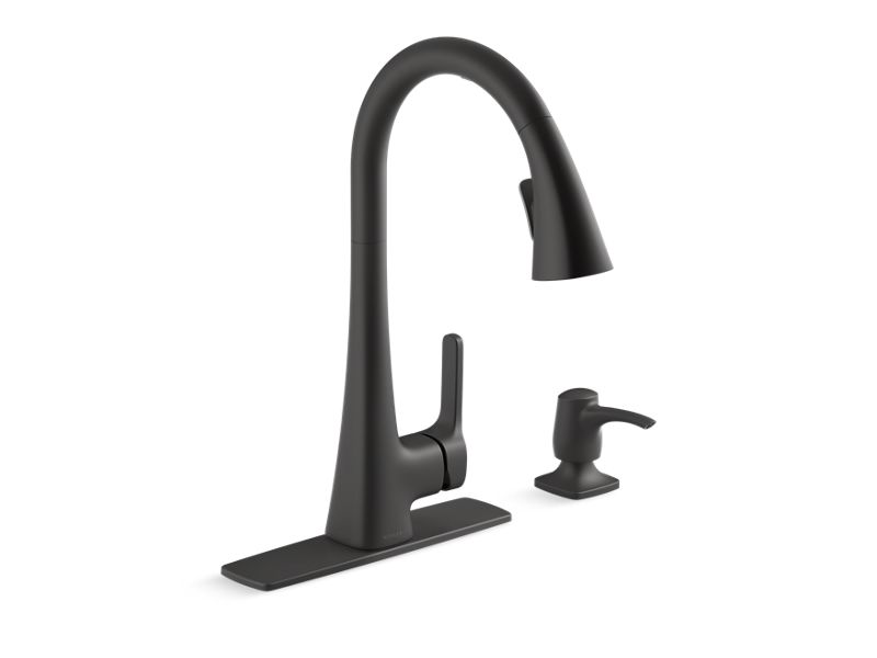 KOHLER K-R26281-SD Maxton Touchless pull-down kitchen faucet with soap/lotion dispenser
