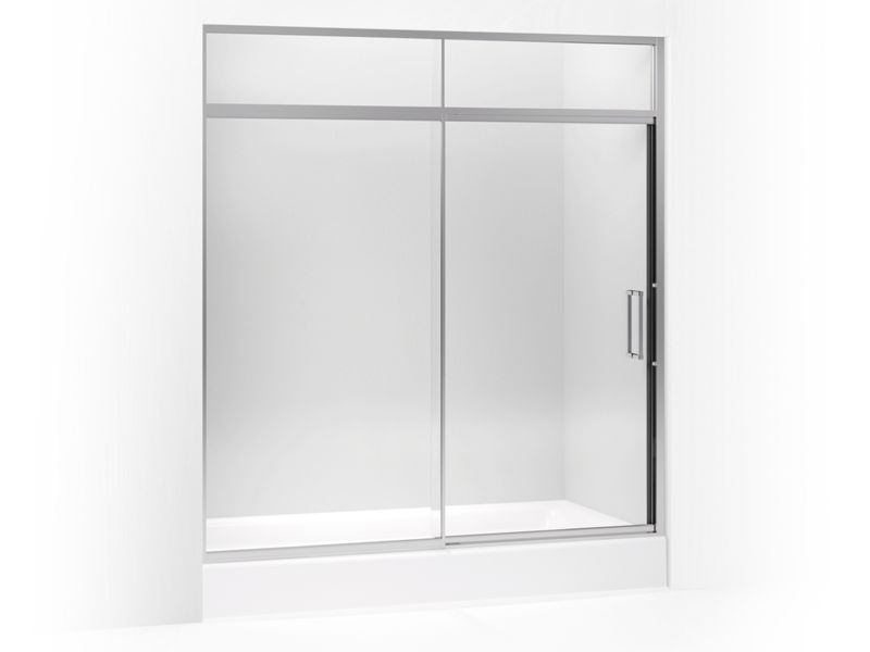 KOHLER 705827-L-SH Lattis Pivot Shower Door With Sliding Steam Transom, 89-1/2" H X 69 - 72" W, With 3/8" Thick Crystal Clear Glass in Bright Silver