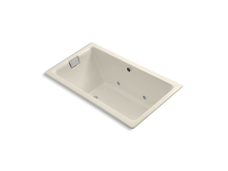 KOHLER K-856-GC47-47 Tea-for-Two 66" x 36" drop-in BubbleMassage air bath with Almond airjet finish and chromatherapy lights