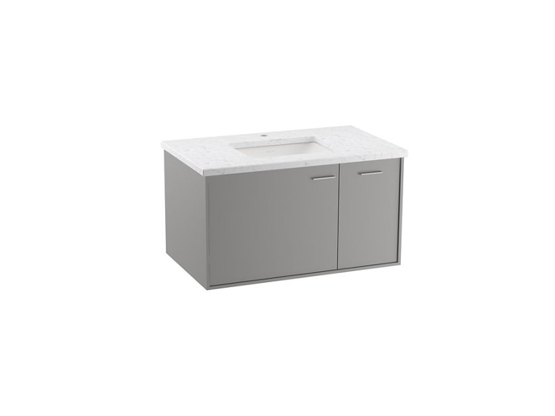 KOHLER K-CM99543-BD1 Jute 36" wall-hung bathroom vanity cabinet with sink and quartz top