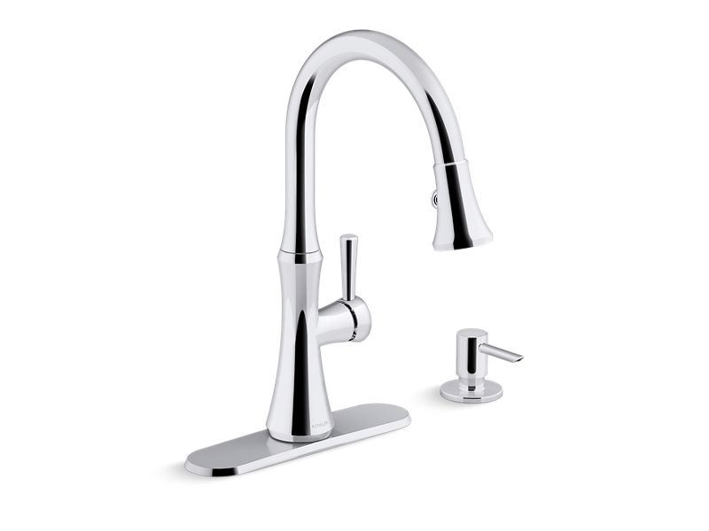 KOHLER K-R28706-SD Kaori Pull-down kitchen sink faucet with soap/lotion dispenser