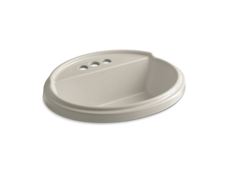 KOHLER K-2992-4-G9 Tresham Oval Drop-in bathroom sink with 4" centerset faucet holes