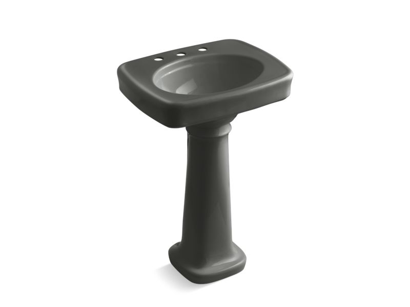 KOHLER K-2338-8 Bancroft 24" pedestal bathroom sink with 8" widespread faucet holes