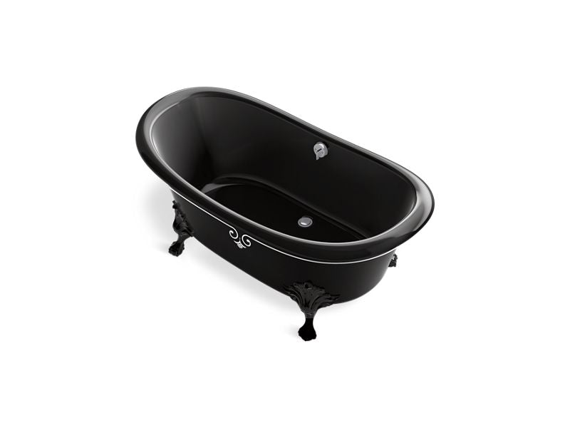 KOHLER 21000-P5D-7 Artifacts 66" X 33" Freestanding Bath With Iron Black Exterior And Decorative Border in Black