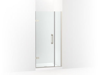 KOHLER 27589-10L-BNK Components 33-5/8"?Çô34-3/8" W X 71-1/2" H Frameless Pivot Shower Door With 3/8" Crystal Clear Glass And Back-To-Back Vertical Door Pulls in Anodized Brushed Nickel