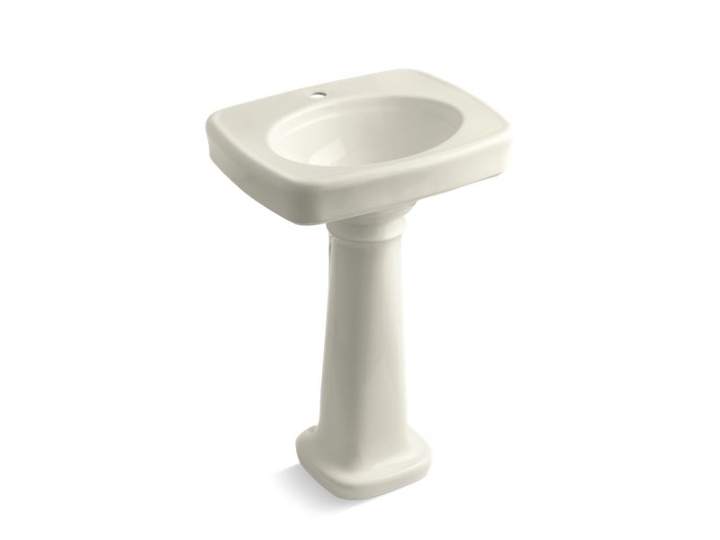 KOHLER 2338-1-96 Bancroft 24" Pedestal Bathroom Sink With Single Faucet Hole in Biscuit
