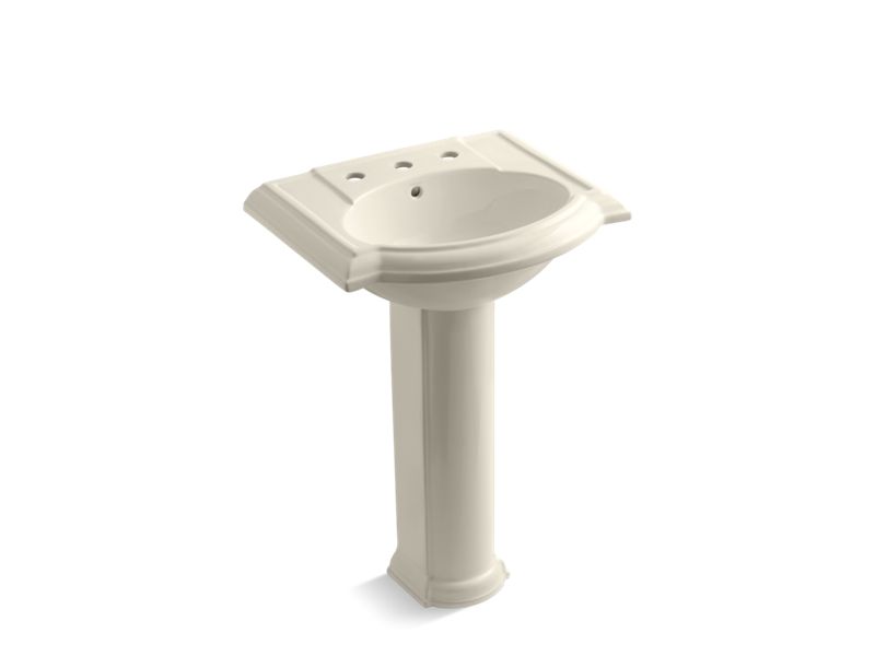 KOHLER 2286-8 Devonshire 24" pedestal bathroom sink with 8" widespread faucet holes