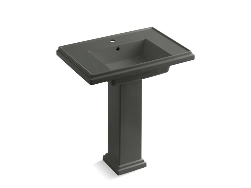 KOHLER 2845-1-58 Tresham 30" Pedestal Bathroom Sink With Single Faucet Hole in Thunder Grey