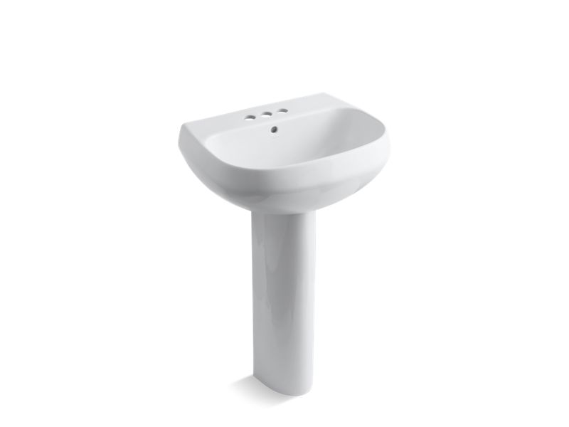KOHLER K-2293-4 Wellworth Pedestal bathroom sink with 4" centerset faucet holes