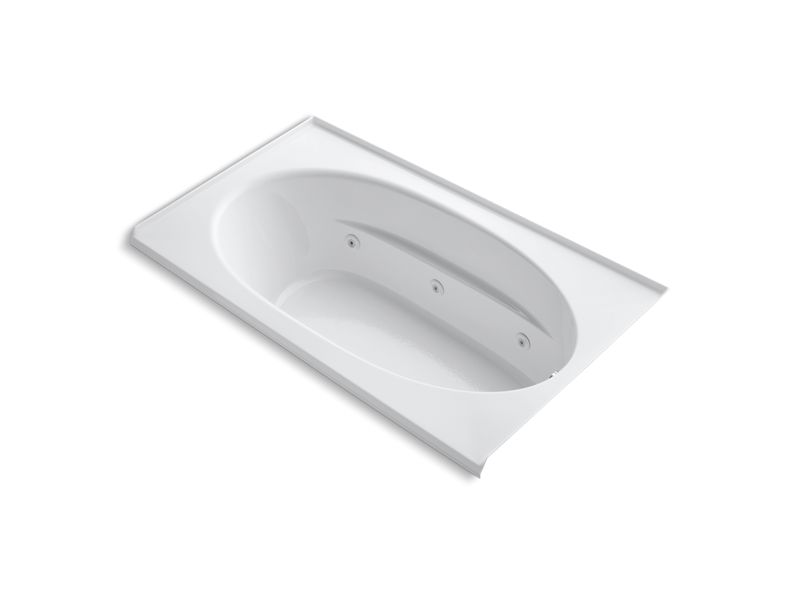 KOHLER K-1114-RH-0 Windward 72" x 42" alcove whirlpool with integral flange, right-hand drain and heater