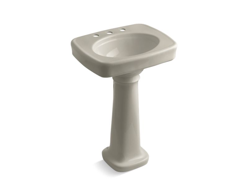 KOHLER K-2338-8 Bancroft 24" pedestal bathroom sink with 8" widespread faucet holes