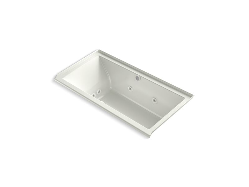 KOHLER K-1167-XH2GR-NY Underscore Rectangle 60" x 30" alcove whirlpool + BubbleMassage(TM) Air Bath with integral flange and right-hand drain