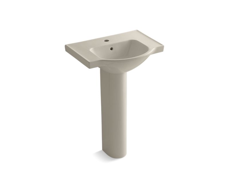 KOHLER 5266-1 Veer 24" pedestal bathroom sink with single faucet hole