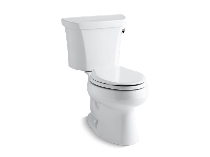 KOHLER 3998-RZ-0 Wellworth Two-Piece Elongated 1.28 Gpf Toilet With Right-Hand Trip Lever, Tank Cover Locks, And Insulated Tank in White