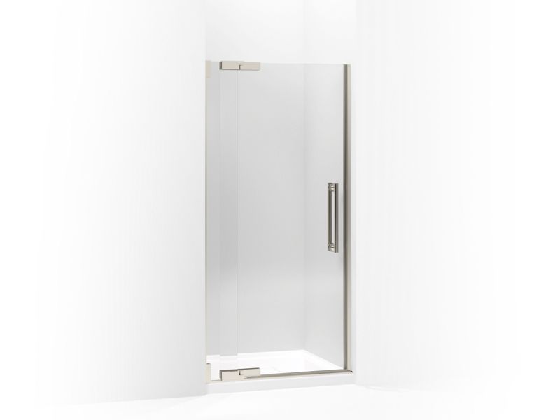 KOHLER 705704-L-NX Purist Pivot Shower Door, 72-1/4" H X 45-1/4 - 47-3/4" W, With 3/8" Thick Crystal Clear Glass in Brushed Nickel Anodized