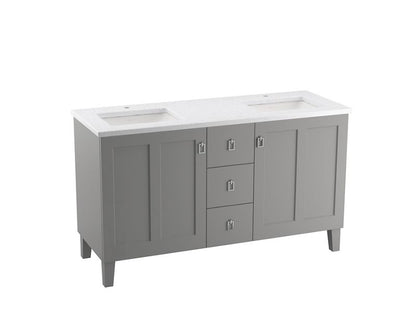 KOHLER K-CM99537-BD1 Poplin 60" bathroom vanity cabinet with sinks and quartz top