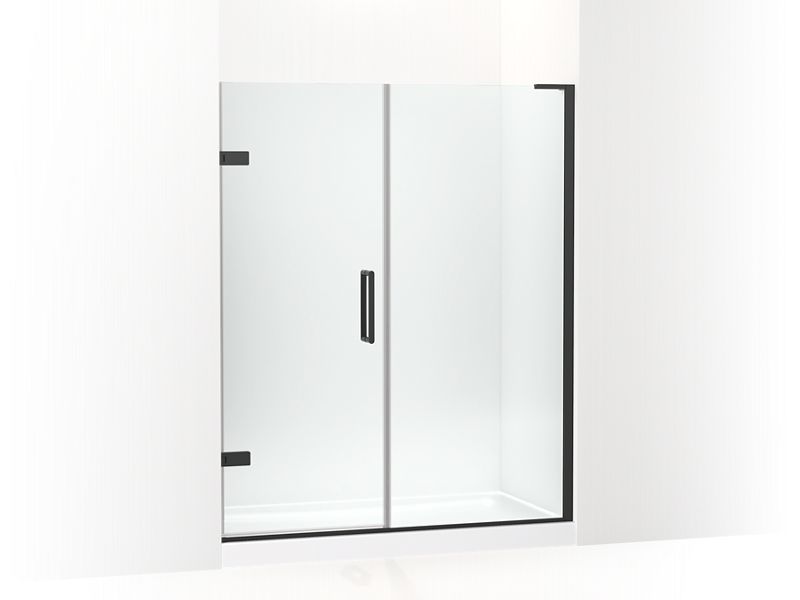 KOHLER 27616-10L-BL Composed 57-1/4"?Çô58" W X 71-1/2" H Frameless Pivot Shower Door With 3/8" Crystal Clear Glass And Back-To-Back Vertical Door Pulls in Matte Black