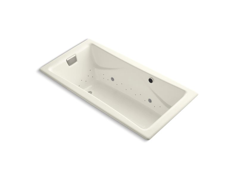 KOHLER K-865-GCBN-96 Tea-for-Two 72" x 36" drop-in BubbleMassage air bath with Vibrant Brushed Nickel airjet finish and chromatherapy