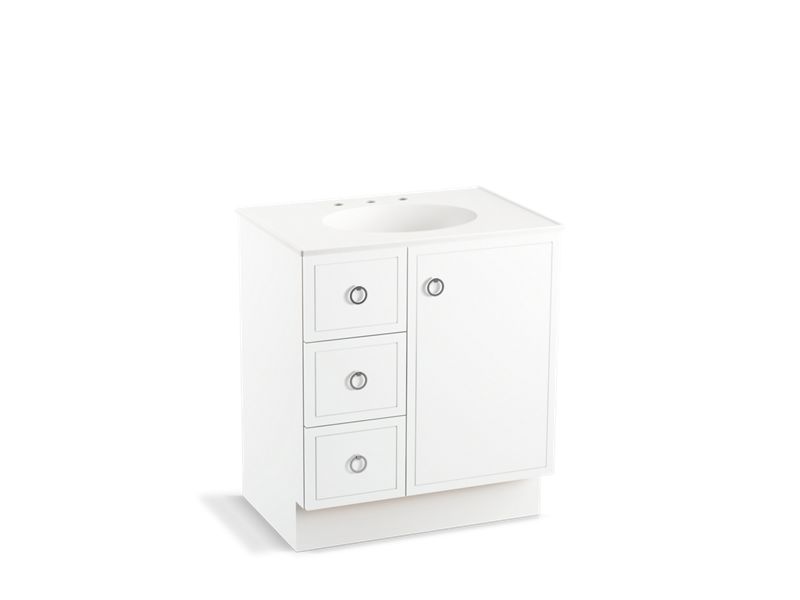 KOHLER K-99504-TKL-1WA Jacquard 30" bathroom vanity cabinet with toe kick, 1 door and 3 drawers on left