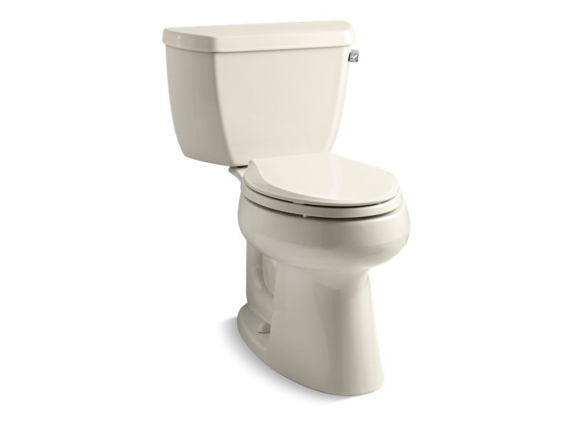 KOHLER 3658-RA-47 Highline Classic Comfort Height Two-Piece Elongated 1.28 Gpf Chair Height Toilet With Right-Hand Trip Lever in Almond