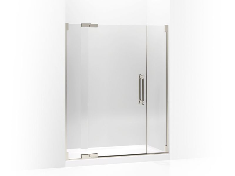 KOHLER 705711-L-NX Pinstripe Pivot Shower Door, 72-1/4" H X 57-1/4 - 59-3/4" W, With 3/8" Thick Crystal Clear Glass in Brushed Nickel Anodized