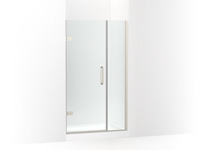 KOHLER 27600-10L-BNK Composed 39-5/8"?Çô40-3/8"W X 71-1/2"H Frameless Pivot Shower Door With 3/8" Crystal Clear Glass And Back-To-Back Vertical Door Pulls in Anodized Brushed Nickel