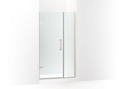 KOHLER 27600-10L-BNK Composed 39-5/8"?Çô40-3/8"W X 71-1/2"H Frameless Pivot Shower Door With 3/8" Crystal Clear Glass And Back-To-Back Vertical Door Pulls in Anodized Brushed Nickel