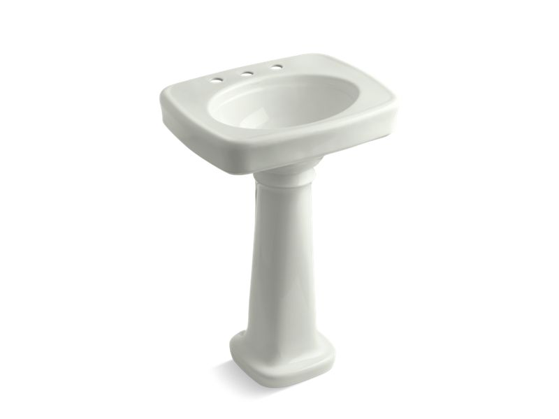 KOHLER K-2338-8 Bancroft 24" pedestal bathroom sink with 8" widespread faucet holes