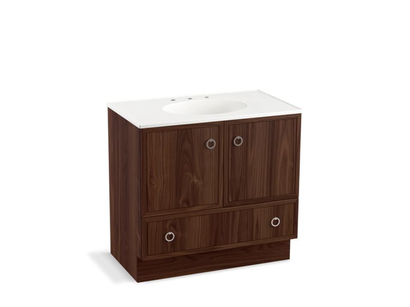 KOHLER K-99506-TK-1WE Jacquard 36" bathroom vanity cabinet with toe kick, 2 doors and 1 drawer
