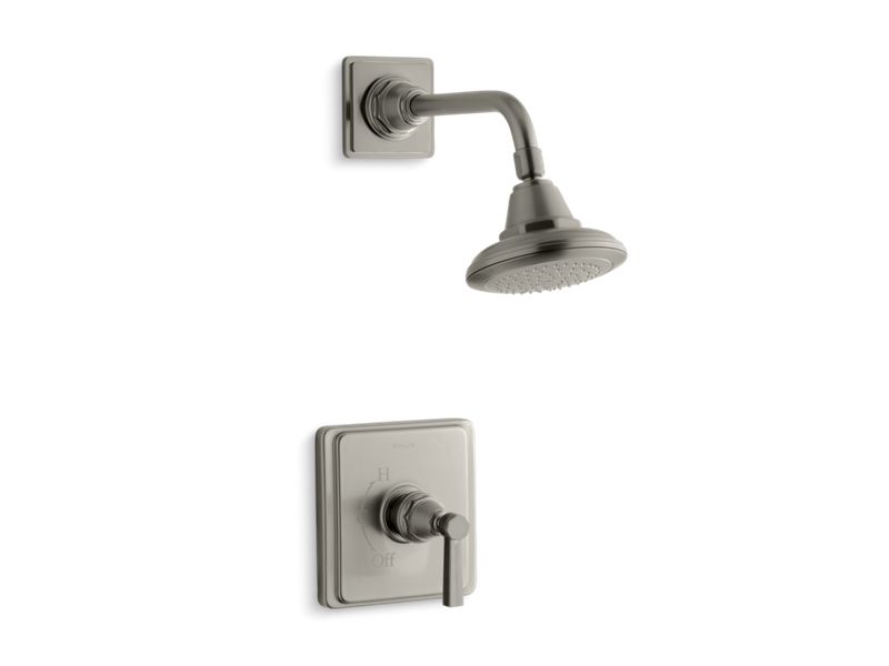 KOHLER TS13134-4B-BN Pinstripe Rite-Temp(R) Shower Valve Trim With Lever Handle And 2.5 Gpm Showerhead in Vibrant Brushed Nickel