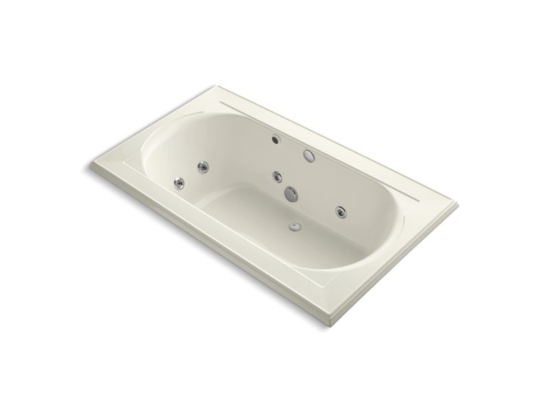 KOHLER K-1418-HC-96 Memoirs 72" x 42" drop-in whirlpool with reversible drain, heater and custom pump location without jet trim