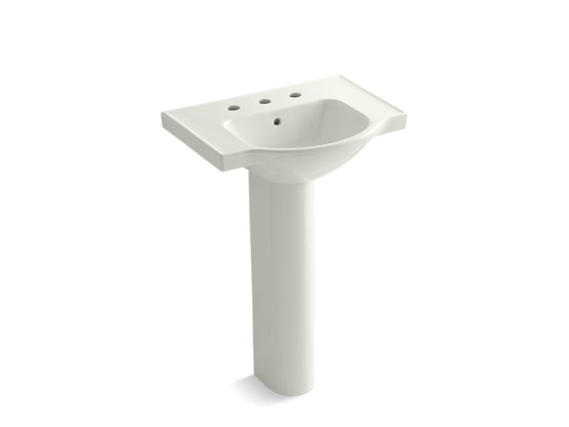 KOHLER 5266-8 Veer 24" pedestal bathroom sink with 8" widespread faucet holes