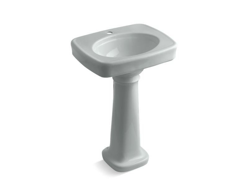 KOHLER 2338-1-95 Bancroft 24" Pedestal Bathroom Sink With Single Faucet Hole in Ice Grey