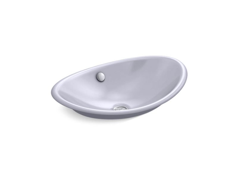 KOHLER 5403-LG-GRL Iron Plains Oval Wading Pool Bathroom Sink With Lavender Grey Painted Underside in Lavender Grey