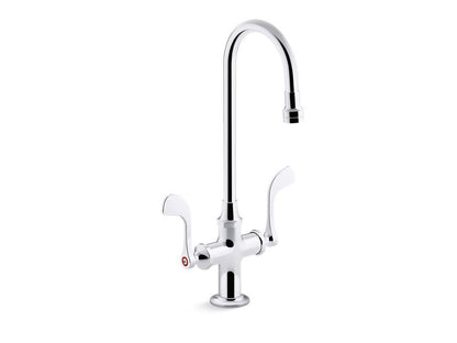 KOHLER K-100T70-5ANA Triton Bowe 0.5 gpm monoblock gooseneck bathroom sink faucet with aerated flow and wristblade handles, drain not included