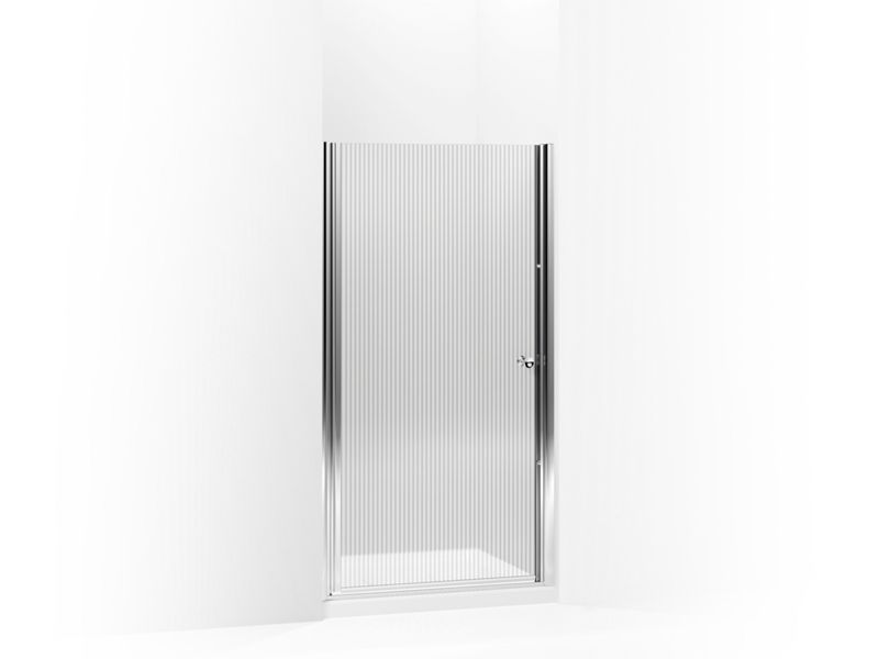 KOHLER 702410-G54-SH Fluence Pivot Shower Door, 65-1/2" H X 35 - 36-1/2" W, With 1/4" Thick Falling Lines Glass in Bright Silver