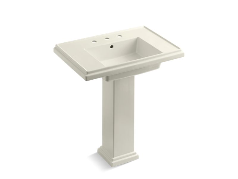 KOHLER 2845-8-96 Tresham 30" Pedestal Bathroom Sink With 8" Widespread Faucet Holes in Biscuit