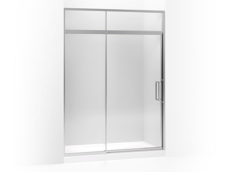 KOHLER 705825-L-SH Lattis Pivot Shower Door With Sliding Steam Transom, 89-1/2" H X 57 - 60" W, With 3/8" Thick Crystal Clear Glass in Bright Silver