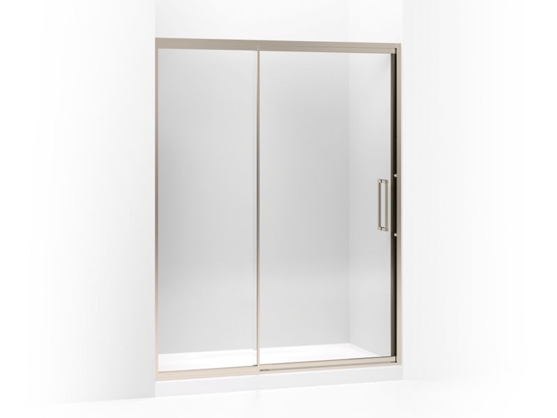 KOHLER 705824-L-ABV Lattis Pivot Shower Door, 76" H X 57 - 60" W, With 3/8" Thick Crystal Clear Glass in Anodized Brushed Bronze