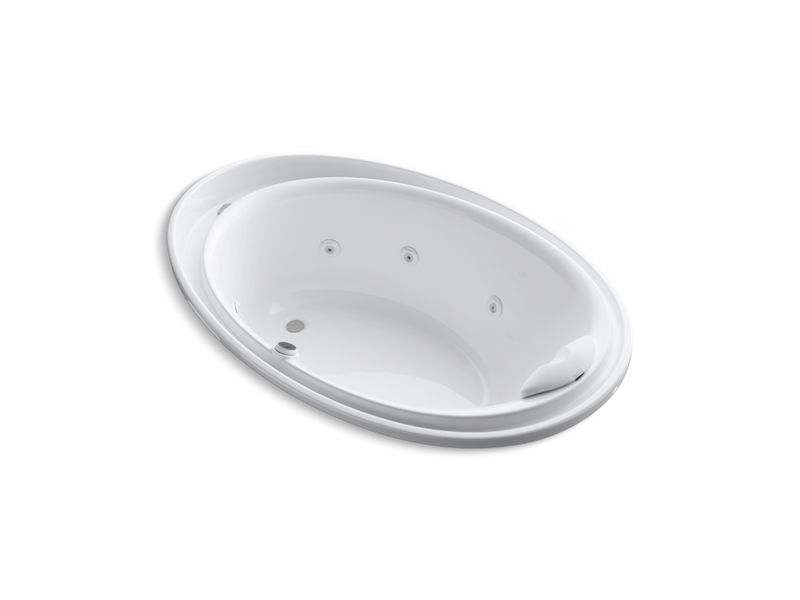 KOHLER K-1110-M-0 Purist 72" x 46" drop-in whirlpool with massage package, reversible drain and heater