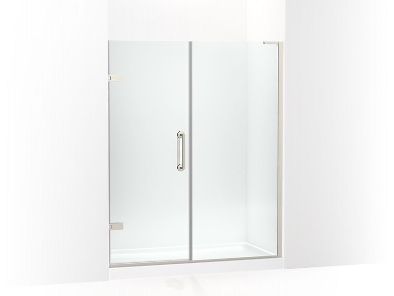 KOHLER 27619-10L-BNK Components 58"?Çô58-3/4" W X 71-1/2" H Frameless Pivot Shower Door With 3/8" Crystal Clear Glass And Back-To-Back Vertical Door Pulls in Anodized Brushed Nickel