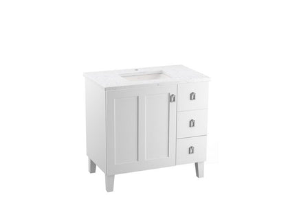 KOHLER K-CM99533-BD1 Poplin 36" bathroom vanity cabinet with sink and quartz top