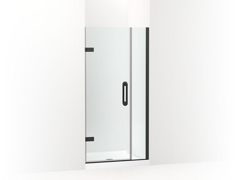 KOHLER 27589-10L-BL Components 33-5/8"?Çô34-3/8" W X 71-1/2" H Frameless Pivot Shower Door With 3/8" Crystal Clear Glass And Back-To-Back Vertical Door Pulls in Matte Black