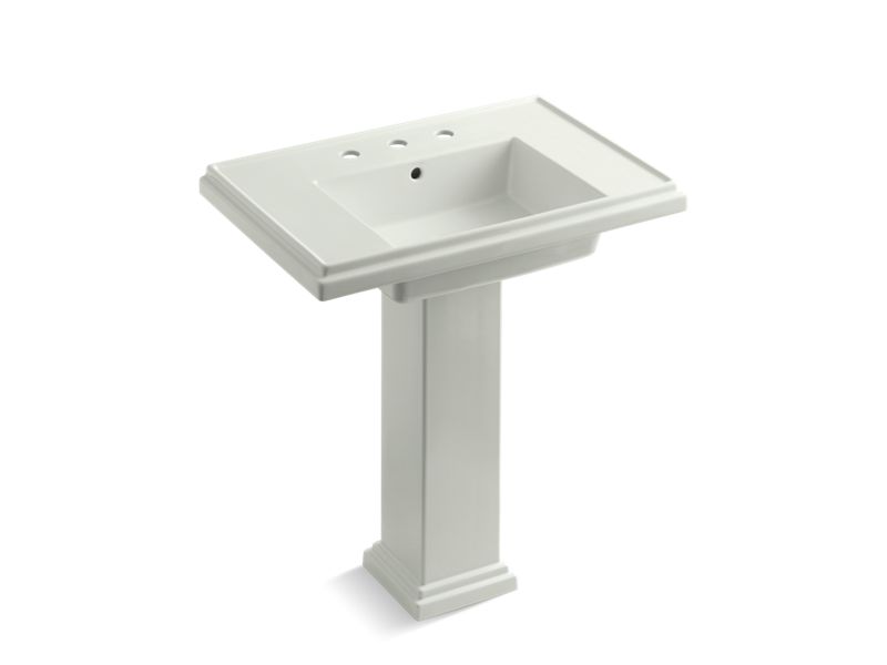 KOHLER 2845-8-NY Tresham 30" Pedestal Bathroom Sink With 8" Widespread Faucet Holes in Dune