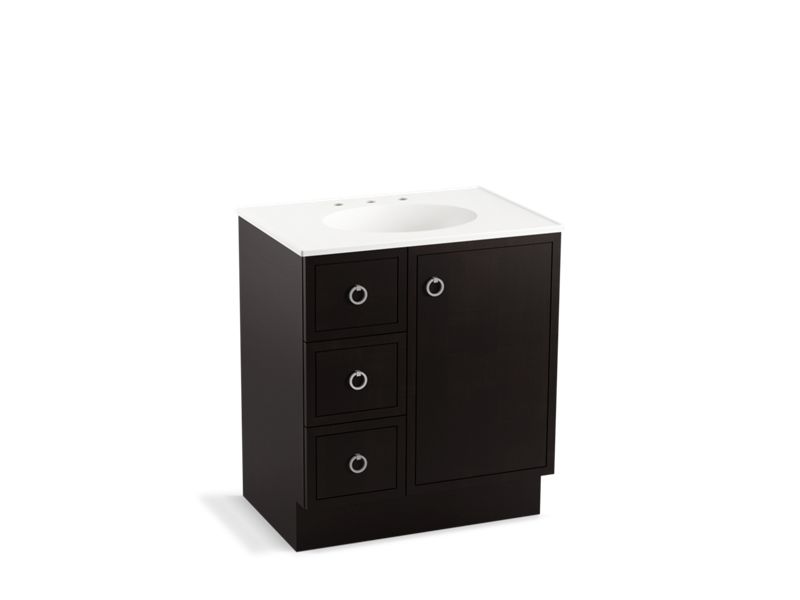 KOHLER K-99504-TKL-1WU Jacquard 30" bathroom vanity cabinet with toe kick, 1 door and 3 drawers on left