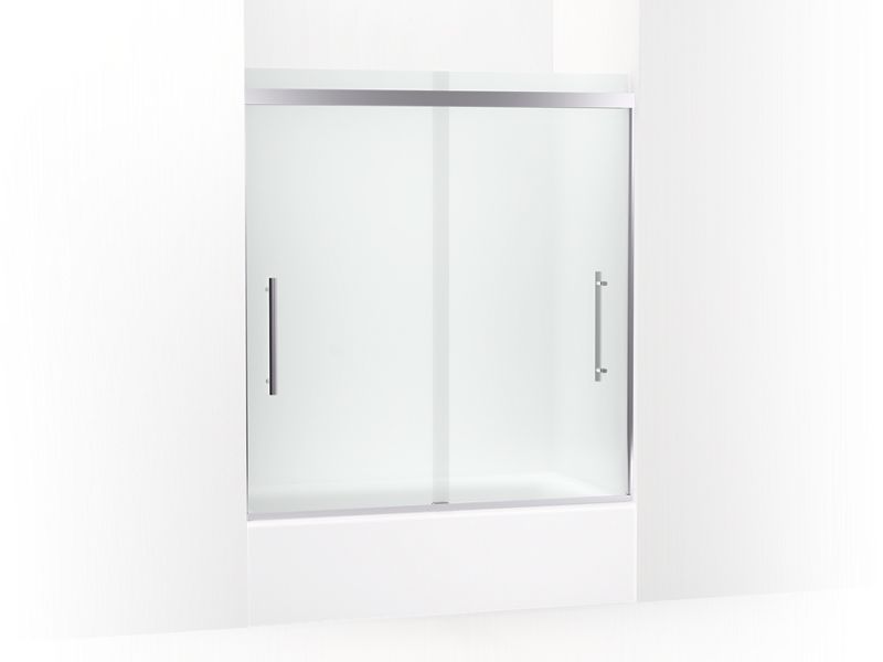 KOHLER 706535-8D3-SHP Prim Frameless Sliding Bath Door in Crystal Clear glass with Bright Polished Silver frame