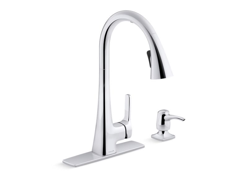 KOHLER K-R26281-SD Maxton Touchless pull-down kitchen faucet with soap/lotion dispenser