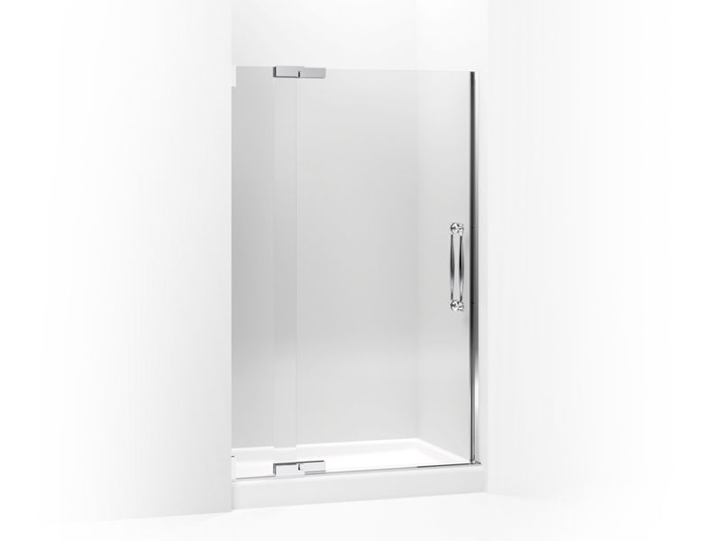 KOHLER 705740-L-SHP Finial Pivot Shower Door, 72-1/4" H X 45-1/4 - 47-3/4" W, With 1/2" Thick Crystal Clear Glass in Bright Polished Silver