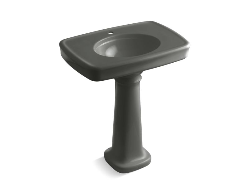 KOHLER 2347-1-58 Bancroft 30" Pedestal Bathroom Sink With Single Faucet Hole in Thunder Grey